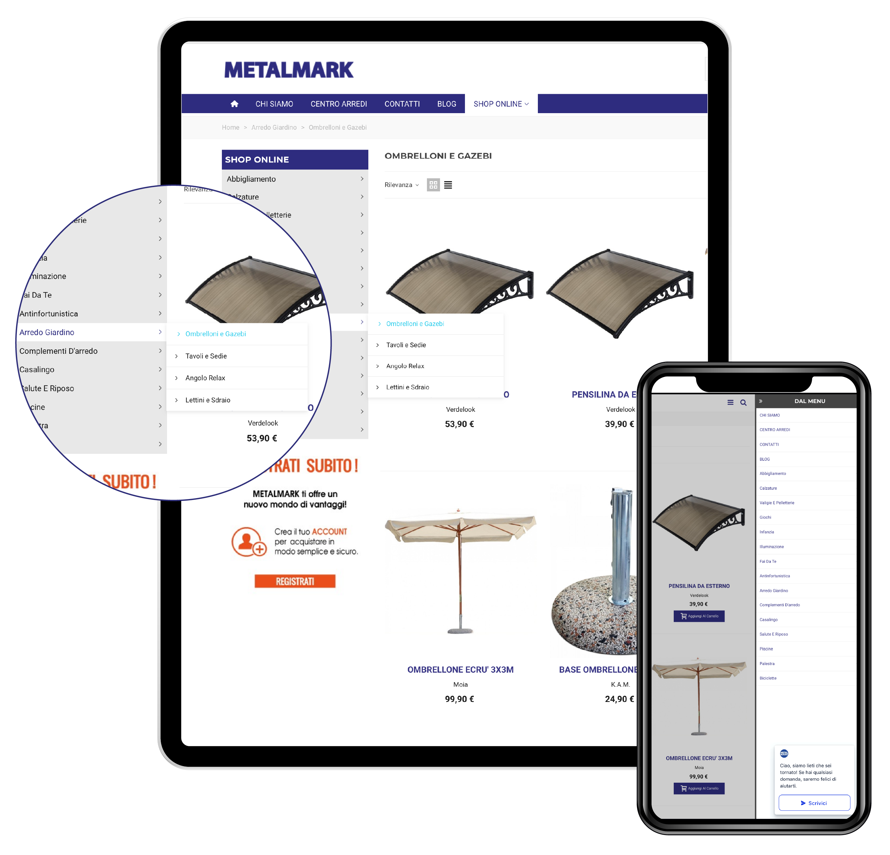 Metalmark e-commerce — tablet e mobile